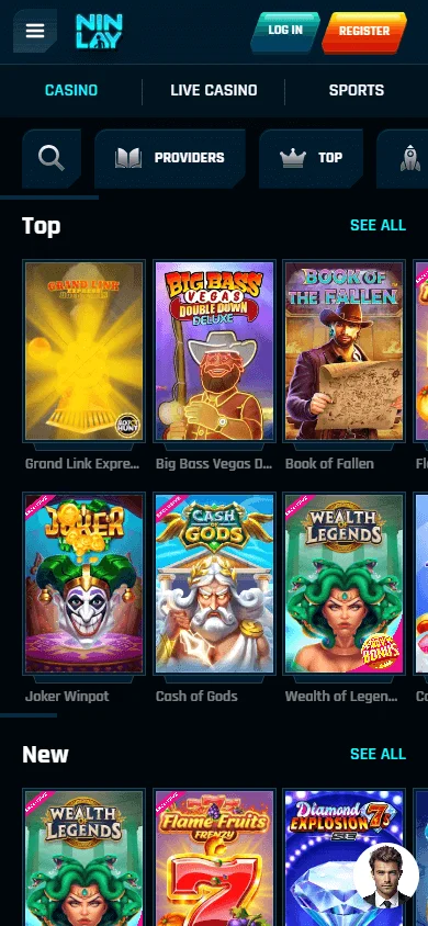Ninlay Casino mobile browser games area